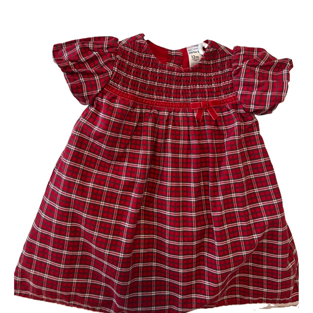 Carters Christmas Dress Smocked 12 Months